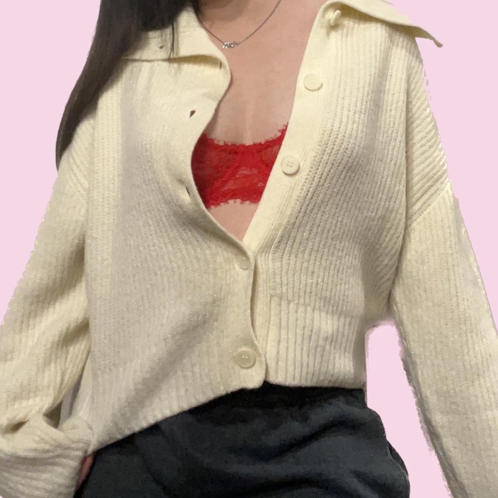 Korean Cream Casual Knit Sweater (WORN ONCE)